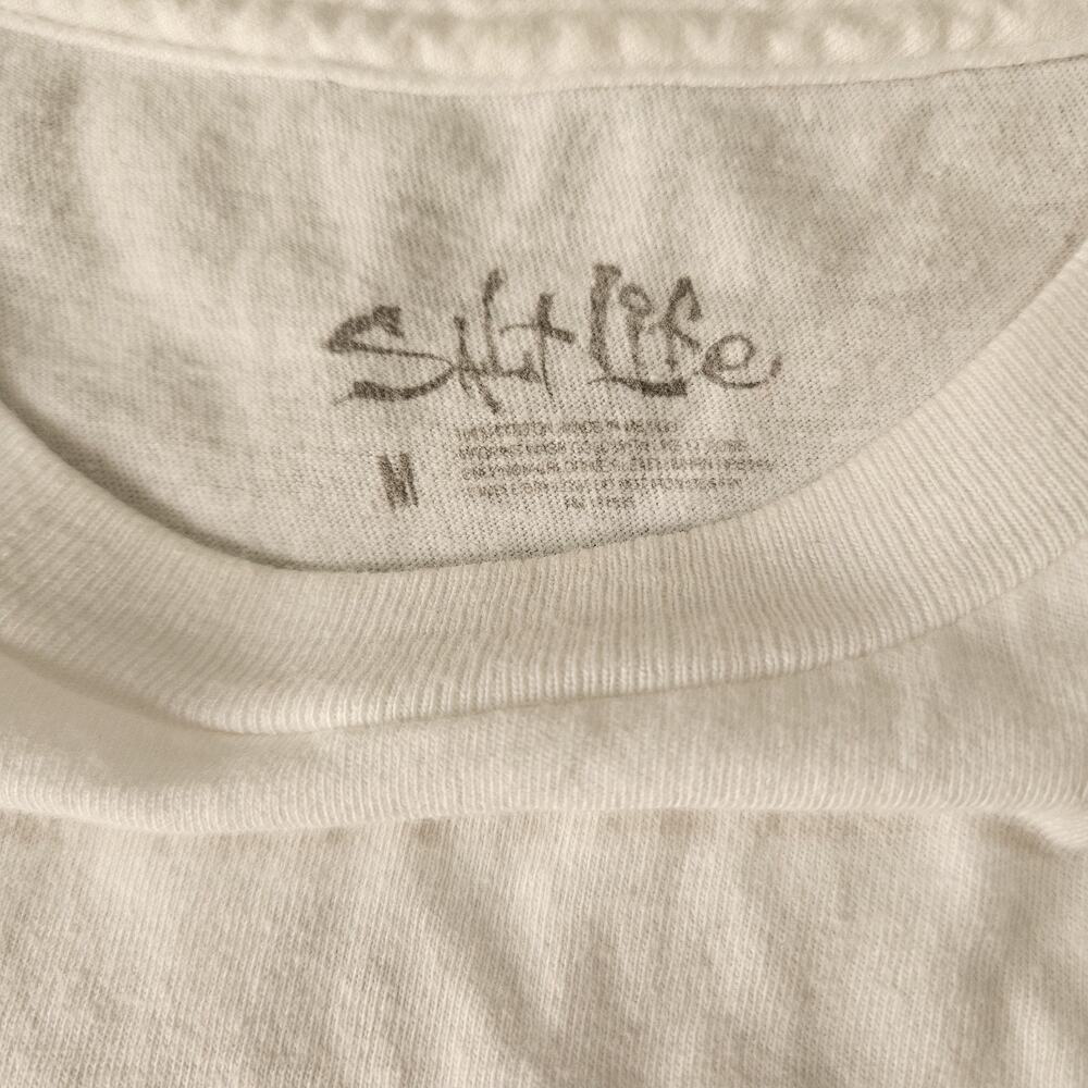 Lot of 2 Salt Life T-shirts Size M Unisex White Skull Green Shut Up And Reel - Picture 8 of 11